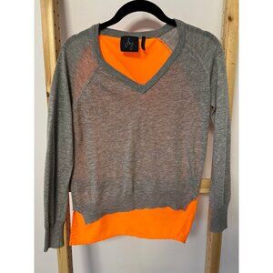 J&J V-Neck Knit Sweater Grey / Neon Orange ( XS )